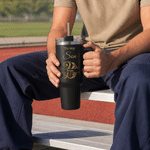 Personalized Love You for the Rest of Mine Baroque Letter Black 40oz Insulated Tumbler with Handle and Straw Birthday Gift for Son Grandson