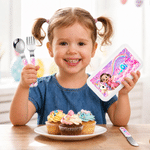 Personalised Fantasy Unicorn Dinosaur Safe Stainless Steel Fork Spoon Knife 3 Pcs Cutlery Set with Name and Case Back to School Birthday Gift for Kid