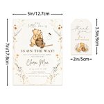 Personalized Classic Winnie the Pooh Floral Invitation Card with Name Time and Venue Baby Shower Gender Reveal Party Gift for New Mom New Parents