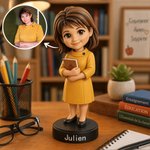 Figurine 3D personnalisée avec photo et texte - Décoration de bureau originale - Cadeau pour la Journée des enseignants ou la rentrée