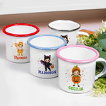 Personalized Pumpkin Ghost Cartoon Character 12 oz Enamel Mug with Name Daily Use Halloween Gift for Kids