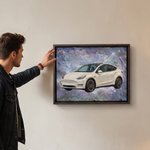 Personalised Multicolour Car Portrait Photo Commemorate Framed Canvas Print with Name Home Decor Ship from USA Birthday Gift for Car Owner