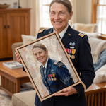 Personalized Modern Oil Painting Style Veterans Photo Framed Canvas Prints with Name Home Decor Ship from USA Anniversary Gift for Retired Soldier