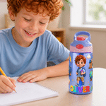 Personalisierte 16-oz-Trinkflasche für Kinder im Cartoon-Stil mit Namen und Strohhalm – für den täglichen Gebrauch, zum Schulanfang oder als Geburtstagsgeschenk für Jungen und Mädchen