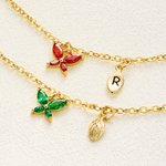 Personalised Birthstone Butterfly Initial Necklace Birthday Anniversary Wedding Gift for Bridesmaid Girlfriend Her