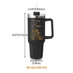Personalized Love You for the Rest of Mine Baroque Letter Black 40oz Insulated Tumbler with Handle and Straw Birthday Gift for Son Grandson