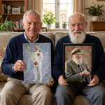 Personalized Modern Oil Painting Style Veterans Photo Framed Canvas Prints with Name Home Decor Ship from USA Anniversary Gift for Retired Soldier