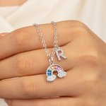 Personalized Colorful Rainbow Initial Necklace Exquisite Jewelry Birthday Anniversary Gift for Girl Woman Girl