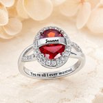 Personalized Dainty Birthstone Zircon Sterling Silver Ring with Engraved Name and Text Birthday Anniversary Gift for Woman Mother Girlfriend