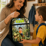 Personalized Cartoon Kid Character Dinosaur Fantasy Unicorn Insulated Lunch Bag with Name Daily Travel Back to School Birthday Gift for Kids Students