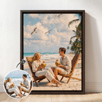 Personalized Summer Vacation Photo Commemorate Framed Canvas Print with Name Home Decor Ship from USA Anniversary Gift for Couple