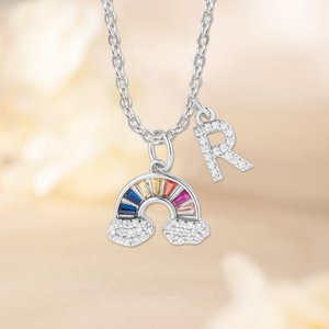 Personalized Colorful Rainbow Initial Necklace Exquisite Jewelry Birthday Anniversary Gift for Girl Woman Girl