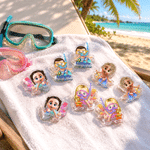 Personalized Cute Cartoon Diving Kids Clear Acrylic Clip with Name Set of 2 Daily Use Summer Vacation Birthday Gift for Kids