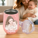 Personalised Watercolour Photo 10 oz Thermal Insulated Sippy Cup with Name Baby Shower Toddler Birthday Gift for Kids Boys Girls