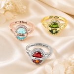 Personalized Dainty Birthstone Zircon Sterling Silver Ring with Engraved Name and Text Birthday Anniversary Gift for Woman Mother Girlfriend
