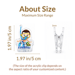 Personalized Cute Cartoon Diving Kids Clear Acrylic Clip with Name Set of 2 Daily Use Summer Vacation Birthday Gift for Kids
