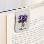 Marcapáginas magnético personalizado de cuero PU con diseño de flor de nacimiento pintado al óleo en varios colores y con el nombre, ideal para uso diario y como regalo de cumpleaños para los amantes 