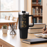 Personalized Love You for the Rest of Mine Baroque Letter Black 40oz Insulated Tumbler with Handle and Straw Birthday Gift for Son Grandson