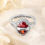 Personalized Dainty Birthstone Zircon Sterling Silver Ring with Engraved Name and Text Birthday Anniversary Gift for Woman Mother Girlfriend