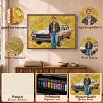 Personalised Multicolour Car Portrait Photo Commemorate Framed Canvas Print with Name Home Decor Ship from USA Birthday Gift for Car Owner