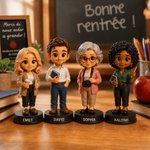 Figurine 3D personnalisée avec photo et texte - Décoration de bureau originale - Cadeau pour la Journée des enseignants ou la rentrée