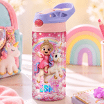 Personalized Fantasy Unicorn Dinosaur 12 oz Insulated Water Bottle with Name Back to School Birthday Gift for Kid