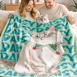 Personalized Watercolor Style Pet Photo Soft Throw Blanket with Name Home Decor Birthday Pet Memorial Gift for Pet Owners Lovers