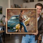 Personalised Multicolour Car Portrait Photo Commemorate Framed Canvas Print with Name Home Decor Ship from USA Birthday Gift for Car Owner