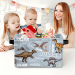 Personalised Multicolour Dinosaur Pattern Storage Basket with Name Daily Use Nursery Decor Birthday Gift for Dinosaur Lovers Kids