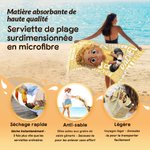 Serviette de plage personnalisée avec nom et personnage de dessin animé - Séchage rapide et grand format - Cadeau de vacances pour enfant