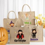 Personalized Halloween Cartoon Character Large Tote Bag with Name Halloween Party Gift for Kids