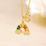 Personalized Colorful Rainbow Initial Necklace Exquisite Jewelry Birthday Anniversary Gift for Girl Woman Girl