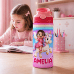 Personalized Fantasy Unicorn Dinosaur 12 oz Insulated Water Bottle with Name Back to School Birthday Gift for Kid