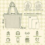 Bolso tote de pana personalizado con flor de nacimiento y nombre gran capacidad regalo de cumpleaños para mujer y amiga