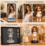 Personalised Y2K Style Cartoon Photo 3D Figurine Ornament with Text Desk Decor Birthday Gift for Friend Family