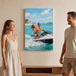 Personalized Summer Vacation Photo Commemorate Framed Canvas Print with Name Home Decor Ship from USA Anniversary Gift for Couple