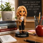 Figurine 3D personnalisée avec photo et texte - Décoration de bureau originale - Cadeau pour la Journée des enseignants ou la rentrée