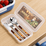 Personalised Fantasy Unicorn Dinosaur Safe Stainless Steel Fork Spoon Knife 3 Pcs Cutlery Set with Name and Case Back to School Birthday Gift for Kid