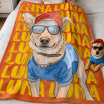 Personalized Watercolor Style Pet Photo Soft Throw Blanket with Name Home Decor Birthday Pet Memorial Gift for Pet Owners Lovers