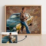 Personalised Multicolour Car Portrait Photo Commemorate Framed Canvas Print with Name Home Decor Ship from USA Birthday Gift for Car Owner