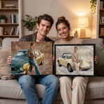 Personalised Multicolour Car Portrait Photo Commemorate Framed Canvas Print with Name Home Decor Ship from USA Birthday Gift for Car Owner