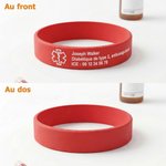 Bracelet d'alerte médicale personnalisé avec texte - En silicone étanche - Cadeau d'anniversaire pour patients diabétiques et allergiques