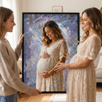 Personalized Modern Oil Painting Style Pregnancy Photo Canvas Prints with Name Home Wall Decor Ship from USA Birthday Gift for Pregnant Woman New Mom