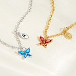 Personalised Birthstone Butterfly Initial Necklace Birthday Anniversary Wedding Gift for Bridesmaid Girlfriend Her