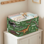 Personalised Multicolour Dinosaur Pattern Storage Basket with Name Daily Use Nursery Decor Birthday Gift for Dinosaur Lovers Kids