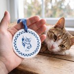 Personalized Glaze Style Pet Photo Ceramic Ornament with Name Home Decor Anniversary Birthday Gift for Pet Lover Owner