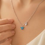 Personalised Birthstone Butterfly Initial Necklace Birthday Anniversary Wedding Gift for Bridesmaid Girlfriend Her