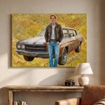 Personalised Multicolour Car Portrait Photo Commemorate Framed Canvas Print with Name Home Decor Ship from USA Birthday Gift for Car Owner