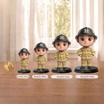 Personalized Creative Photo to 3D Cartoon Firefighter Statue Ornament with Text Office Desk Decoration Birthday Gift for Firefighters Collectors