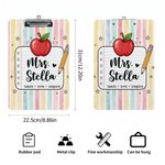 Personalized Multicolor Apple Pattern Hanging Clipboard with Low Profile Clip and Text Back to School Teacher's Day Gift for Teachers Educators
